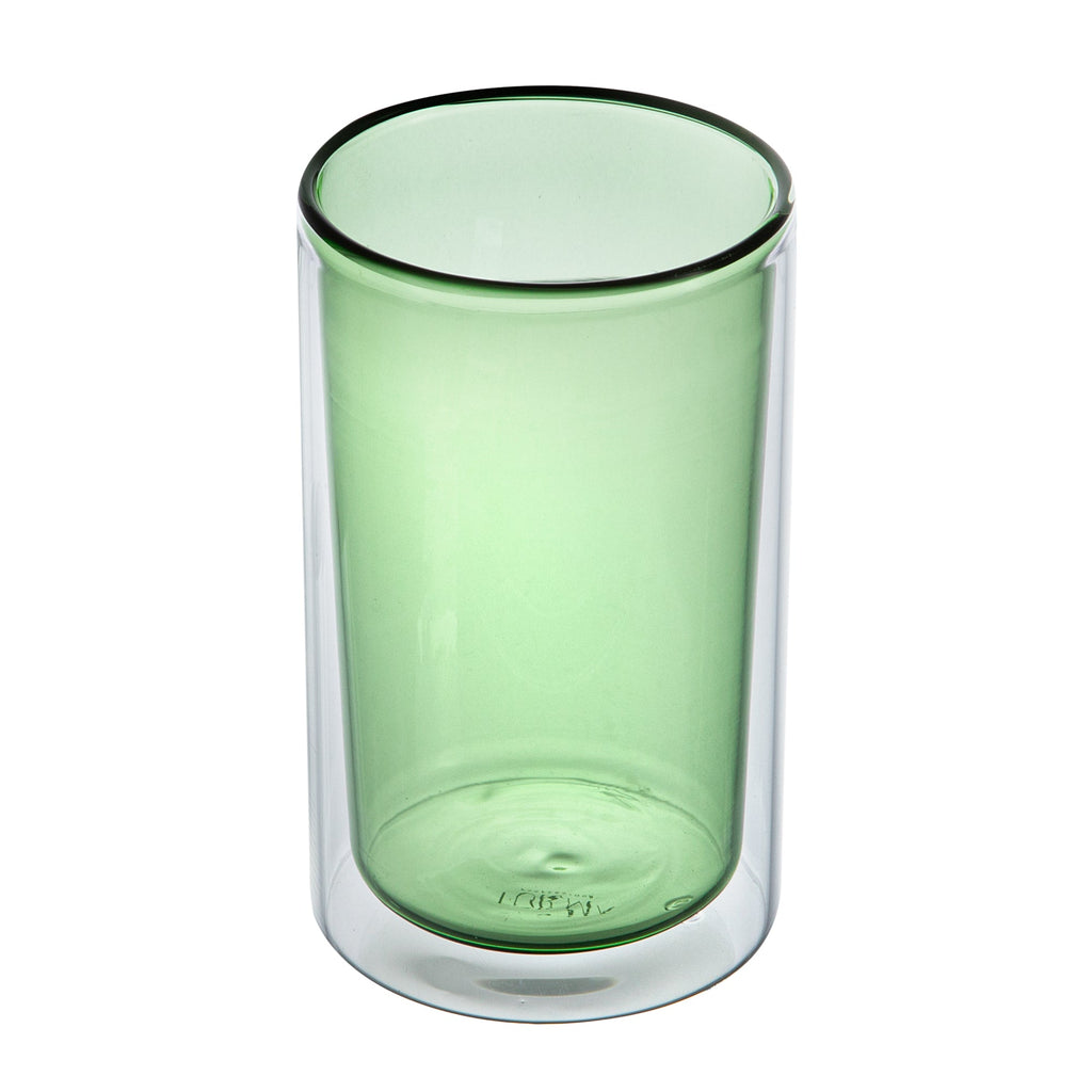 Forma Professional 14 oz Green Glass Tumbler - Double Wall, Borosilicate - 3 1/4" x 3 1/4" x 5 1/4" - 2 count box