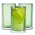 Forma Professional 14 oz Green Glass Tumbler - Double Wall, Borosilicate - 3 1/4" x 3 1/4" x 5 1/4" - 2 count box