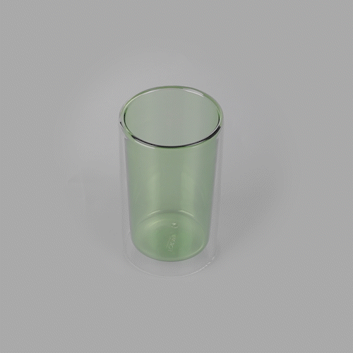 Forma Professional 14 oz Green Glass Tumbler - Double Wall, Borosilicate - 3 1/4" x 3 1/4" x 5 1/4" - 2 count box