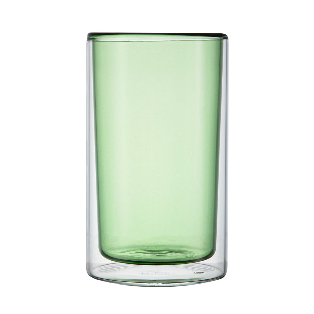 Forma Professional 14 oz Green Glass Tumbler - Double Wall, Borosilicate - 3 1/4" x 3 1/4" x 5 1/4" - 2 count box