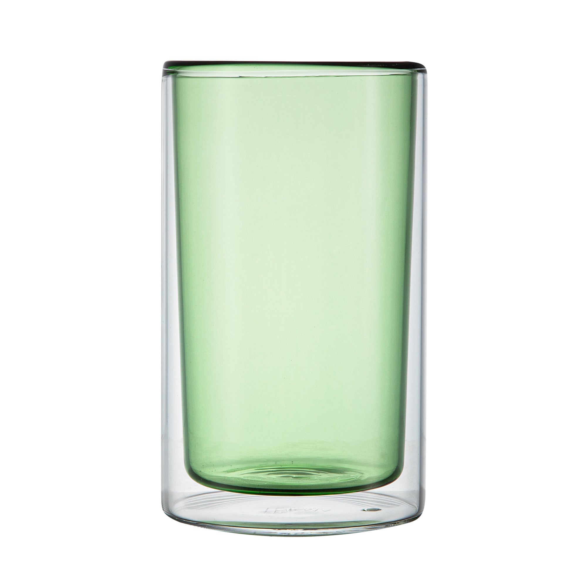 Forma Professional 14 oz Green Glass Tumbler - Double Wall, Borosilicate - 3 1/4" x 3 1/4" x 5 1/4" - 12 count box