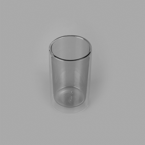 Forma Professional 14 oz Gray Glass Tumbler - Double Wall, Borosilicate - 3 1/4" x 3 1/4" x 5 1/4" - 2 count box
