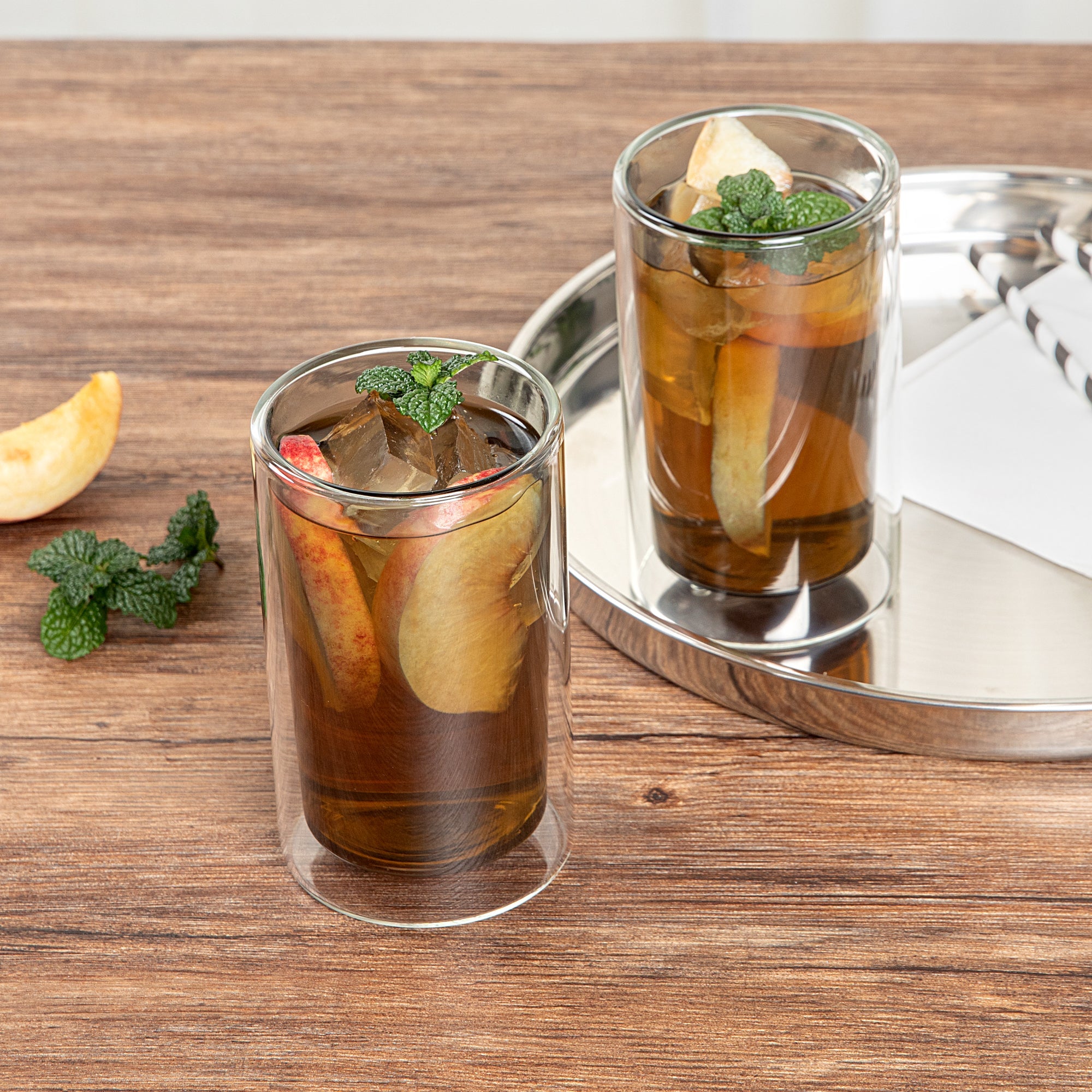 Forma Professional 14 oz Gray Glass Tumbler - Double Wall, Borosilicate - 3 1/4" x 3 1/4" x 5 1/4" - 2 count box