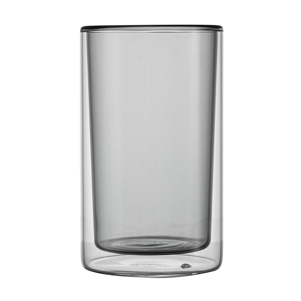 Forma Professional 14 oz Gray Glass Tumbler - Double Wall, Borosilicate - 3 1/4" x 3 1/4" x 5 1/4" - 12 count box
