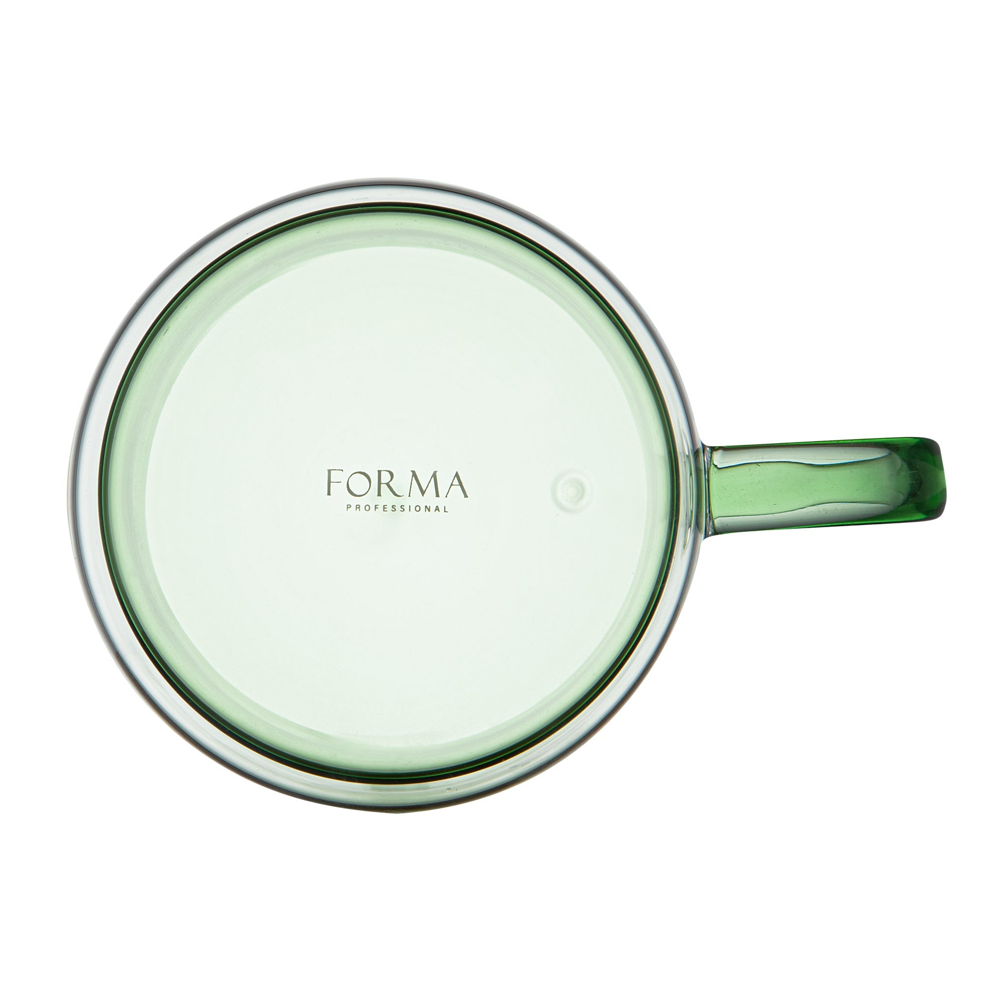Forma Professional 11 oz Green Glass Coffee Mug - Double Wall, Borosilicate, with Handle - 3 1/2" x 3 1/2" x 3" - 12 count box