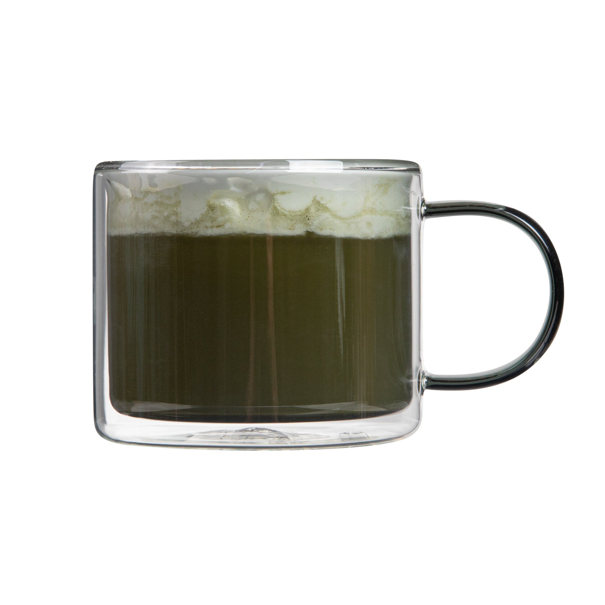Forma Professional 11 oz Gray Glass Coffee Mug - Double Wall, Borosilicate, with Handle - 3 1/2" x 3 1/2" x 3" - 2 count box