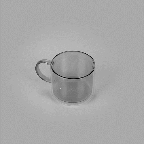 Forma Professional 11 oz Gray Glass Coffee Mug - Double Wall, Borosilicate, with Handle - 3 1/2" x 3 1/2" x 3" - 12 count box