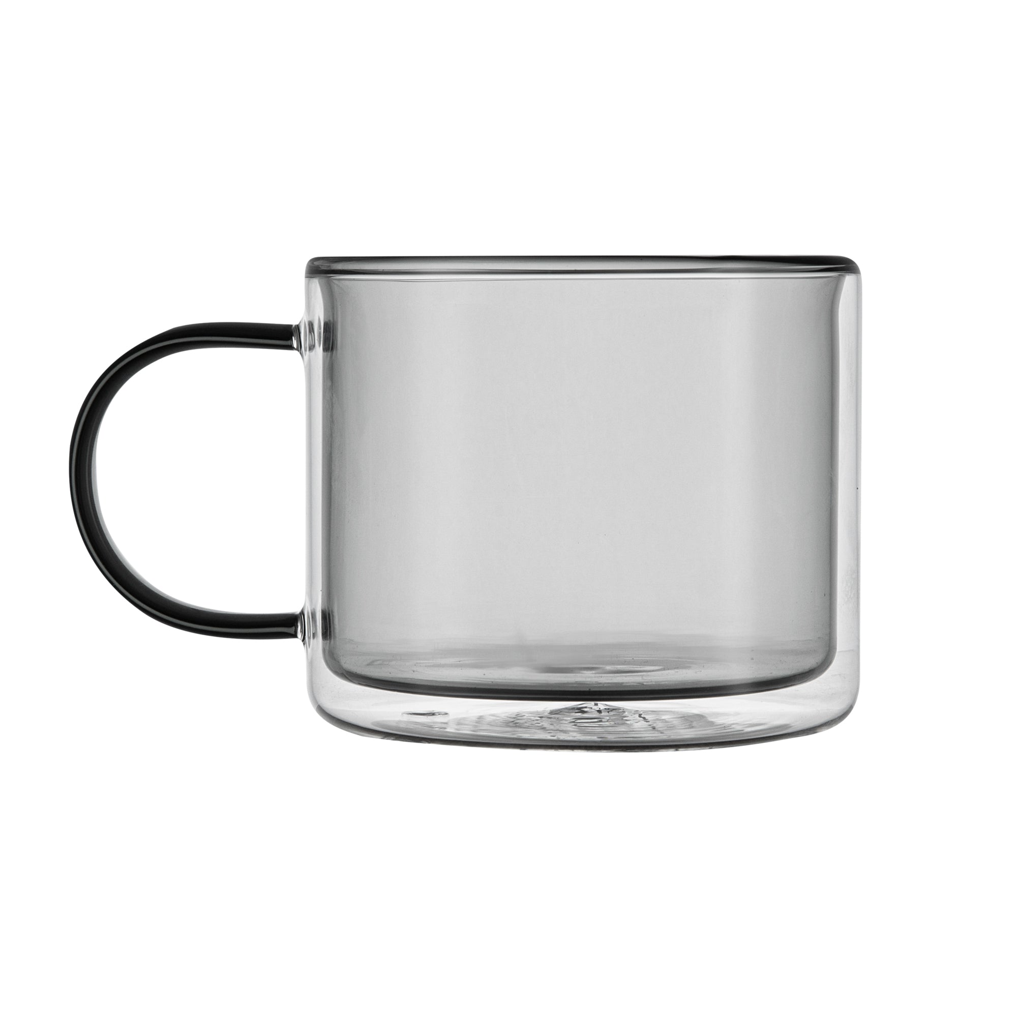 Forma Professional 11 oz Gray Glass Coffee Mug - Double Wall, Borosilicate, with Handle - 3 1/2" x 3 1/2" x 3" - 12 count box