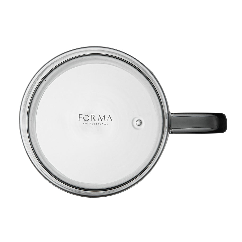 Forma Professional 11 oz Gray Glass Coffee Mug - Double Wall, Borosilicate, with Handle - 3 1/2" x 3 1/2" x 3" - 12 count box