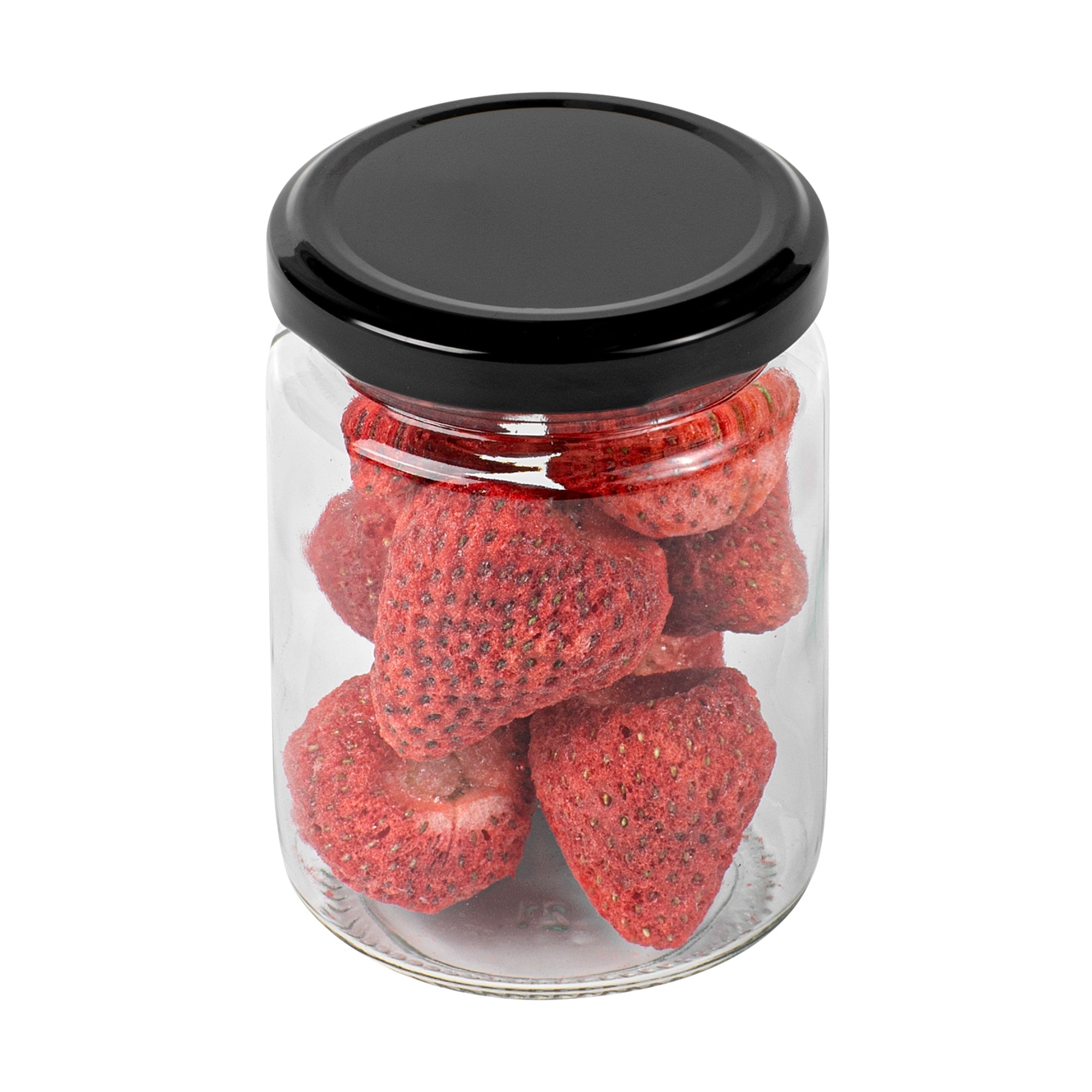 Vetri 8 oz Clear Glass Jar - with Black Metal Lid - 2 3/4" x 2 3/4" x 3 3/4" - 100 count box