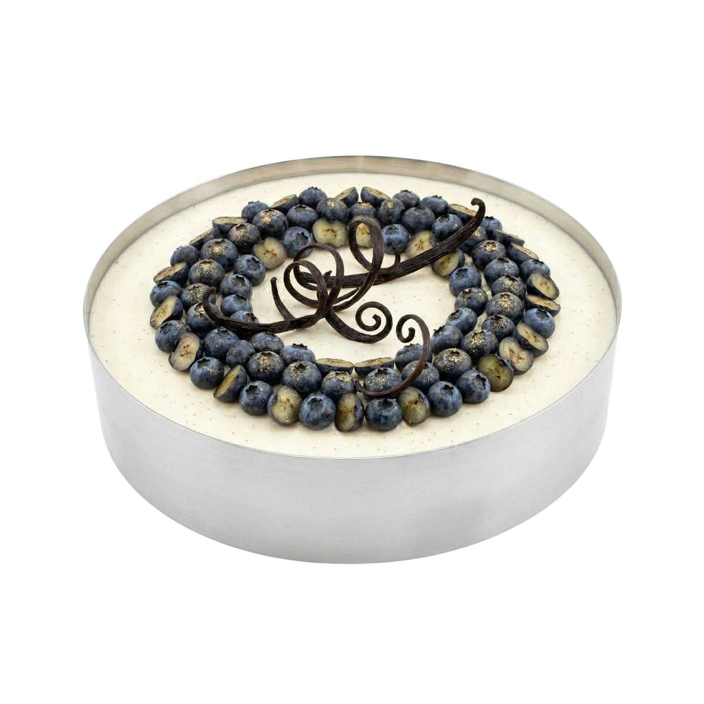 Pastry Tek Round Silver Stainless Steel Pastry Ring Mold - 10" x 10" x 2 1/2" - 1 count box