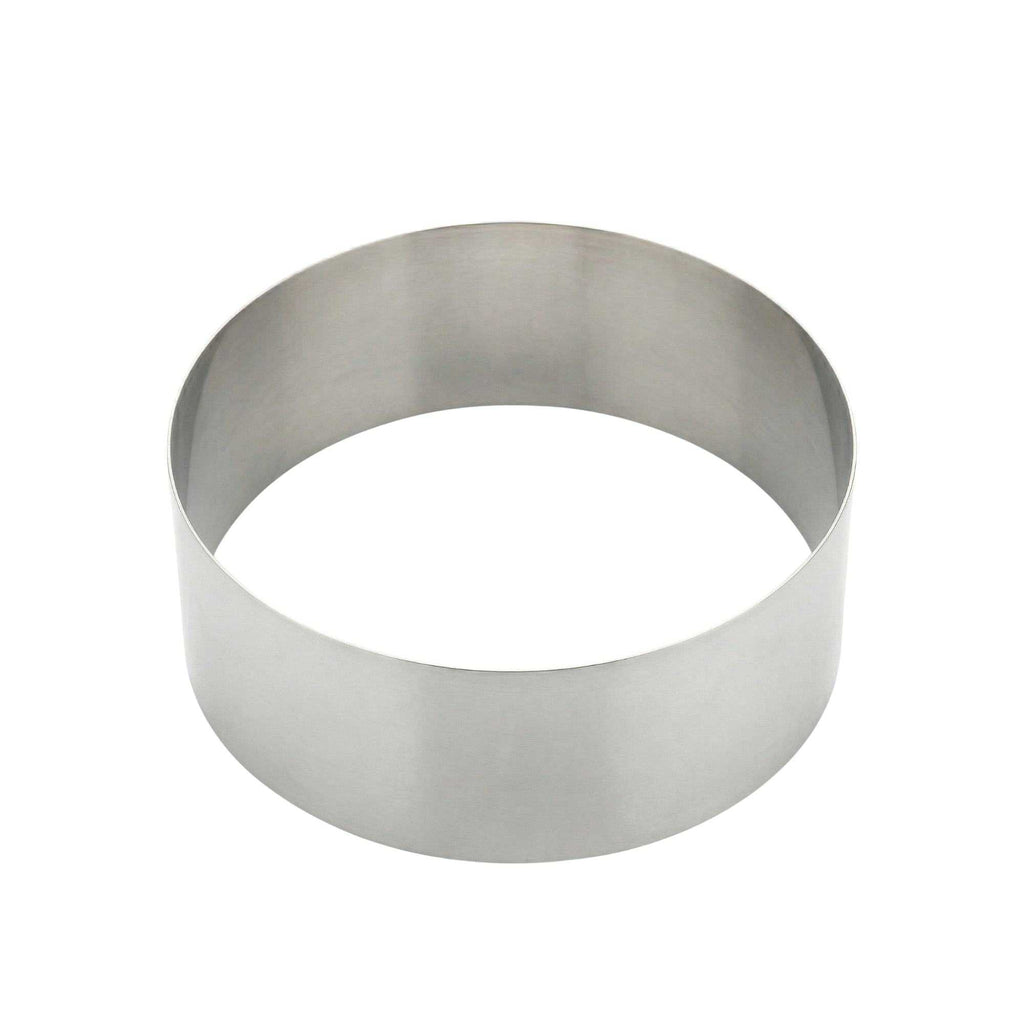 Pastry Tek Round Silver Stainless Steel Pastry Ring Mold - 6" x 6" x 2 1/2" - 1 count box