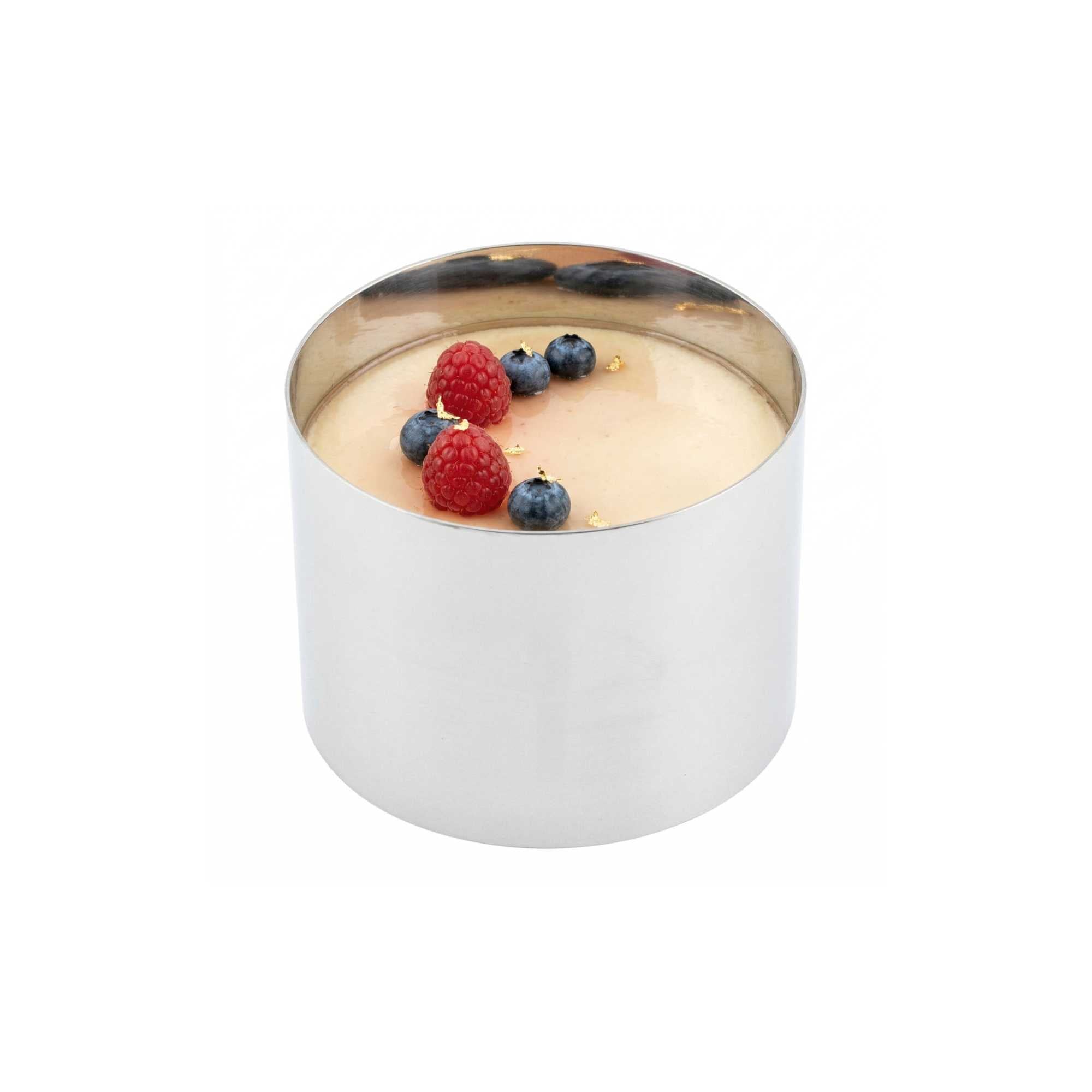 Pastry Tek Round Silver Stainless Steel Pastry Ring Mold - 3" x 3" x 2 1/2" - 1 count box