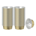 Pastry Tek 2 oz Round Gold Aluminum Baking Cup - with Plastic Dome Lid - 2 3/4" x 2 3/4" x 1" - 100 count box