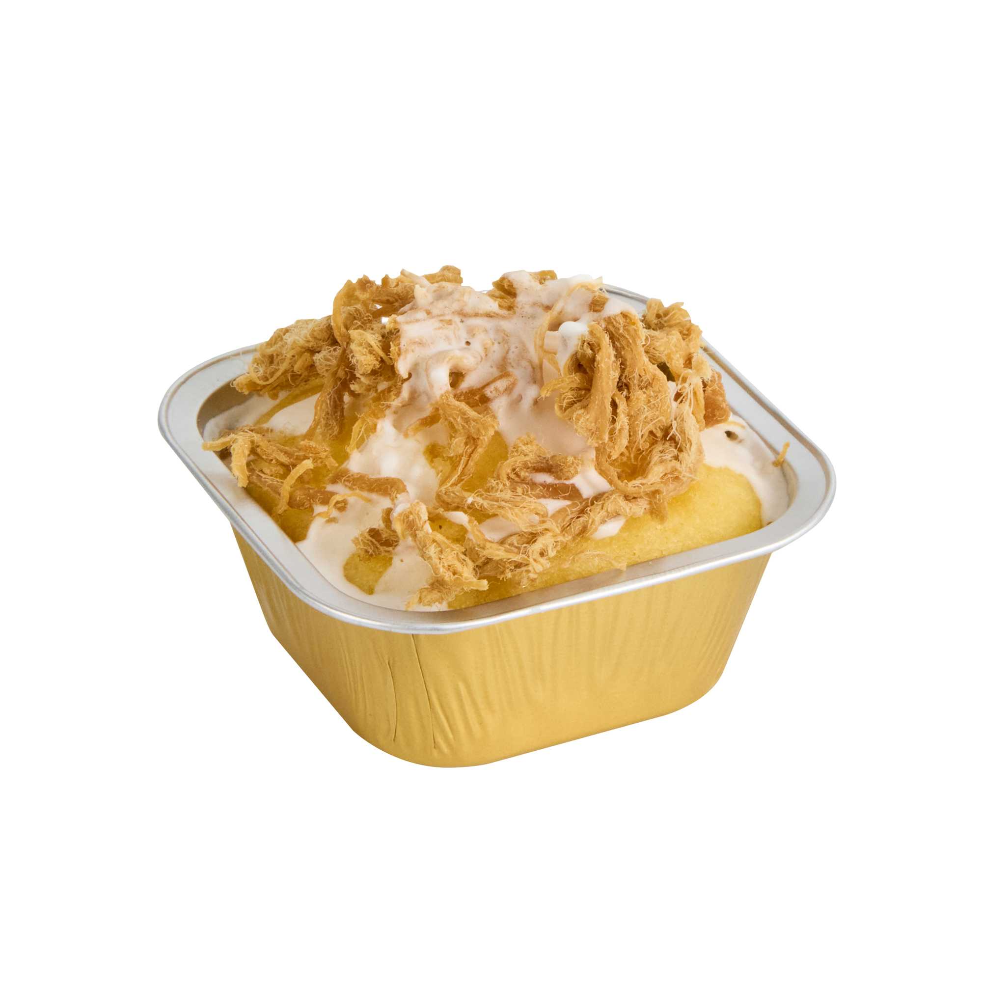 Pastry Tek 3 oz Square Gold Aluminum Baking Cup - with Plastic Dome Lid - 3" x 3" x 1 1/4" - 100 count box