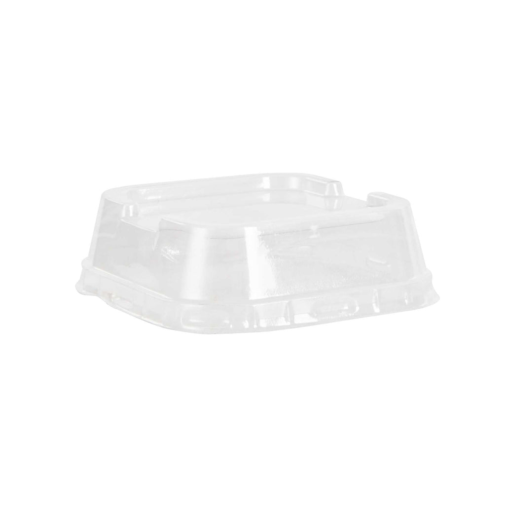 Pastry Tek 3 oz Square Gold Aluminum Baking Cup - with Plastic Dome Lid - 3" x 3" x 1 1/4" - 100 count box