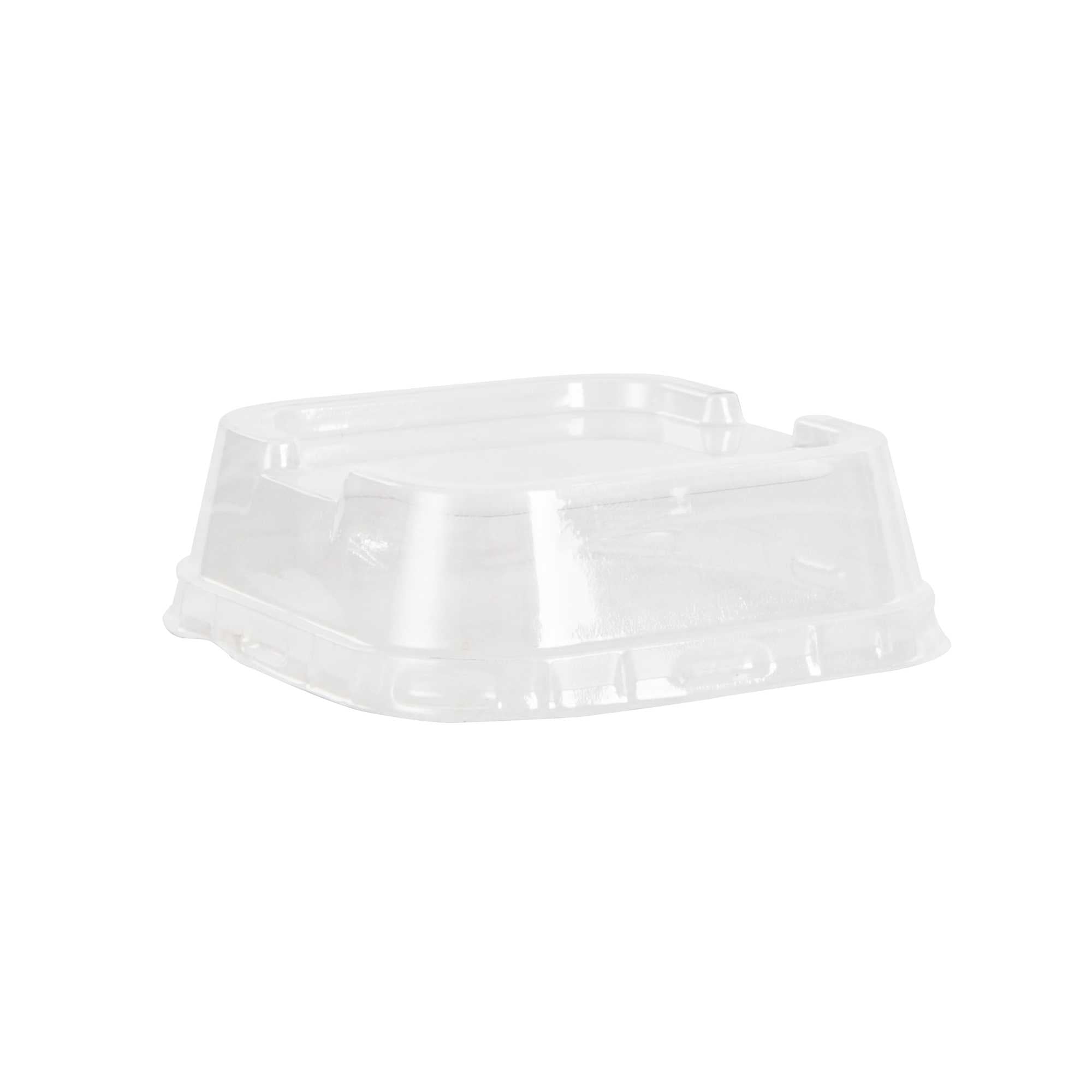 Pastry Tek 3 oz Square Gold Aluminum Baking Cup - with Plastic Dome Lid - 3" x 3" x 1 1/4" - 100 count box