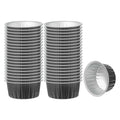 Pastry Tek 4 oz Round Black Aluminum Baking Cup - with Plastic Dome Lid - 3 1/4" x 3 1/4" x 1 1/2" - 100 count box