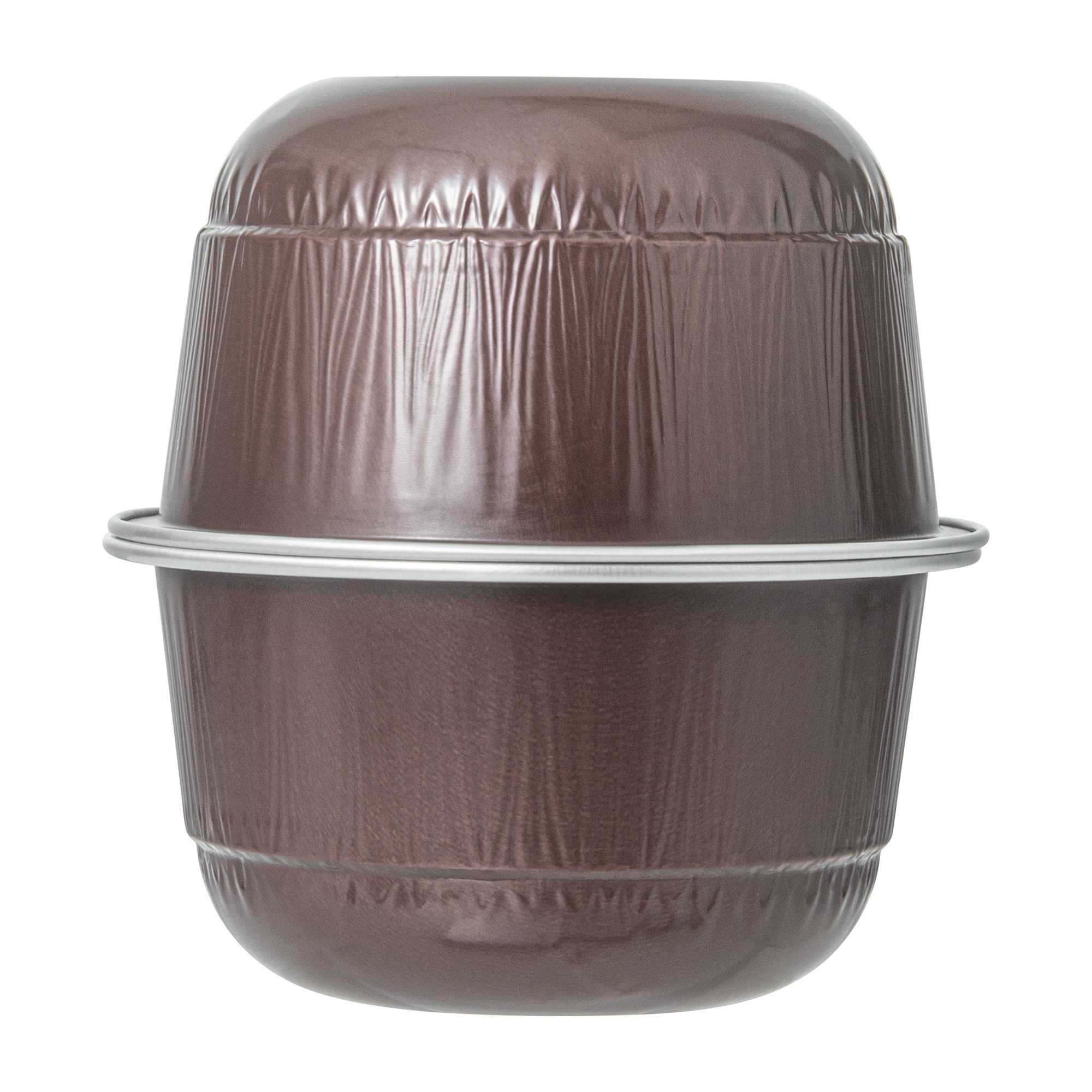 Pastry Tek 5 oz Round Coffee Aluminum Baking Cup - with Plastic Dome Lid - 3 1/4" x 3 1/4" x 1 3/4" - 100 count box
