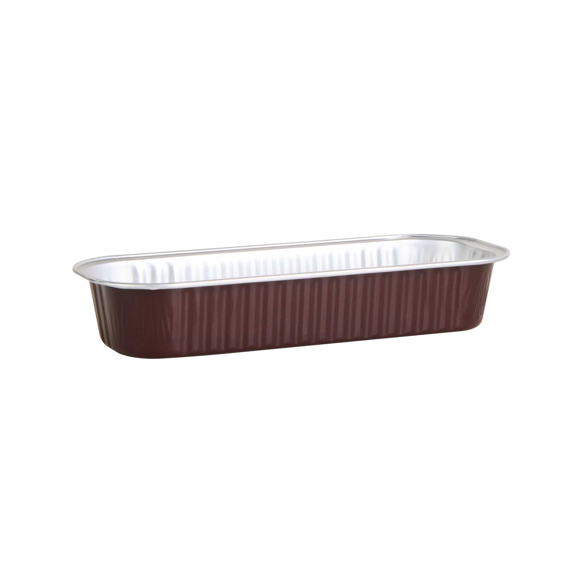 Pastry Tek 7 oz Rectangle Coffee Aluminum Baking Loaf Pan - with Plastic Dome Lid - 6 1/2" x 2 1/2" x 1 1/4" - 100 count box