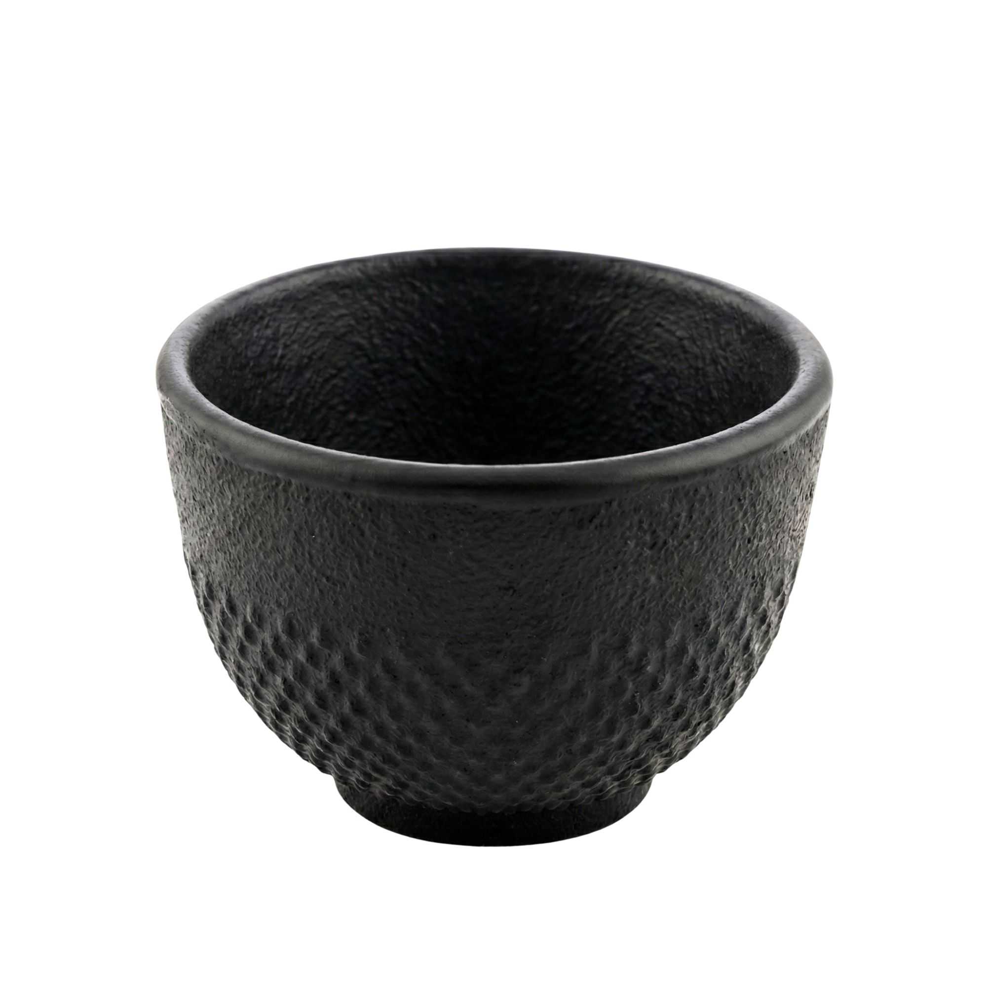 Tetsubin 5 oz Round Black Cast Iron Tea Cup - 3 1/4" x 3 1/4" x 2 1/4" - 2 count box