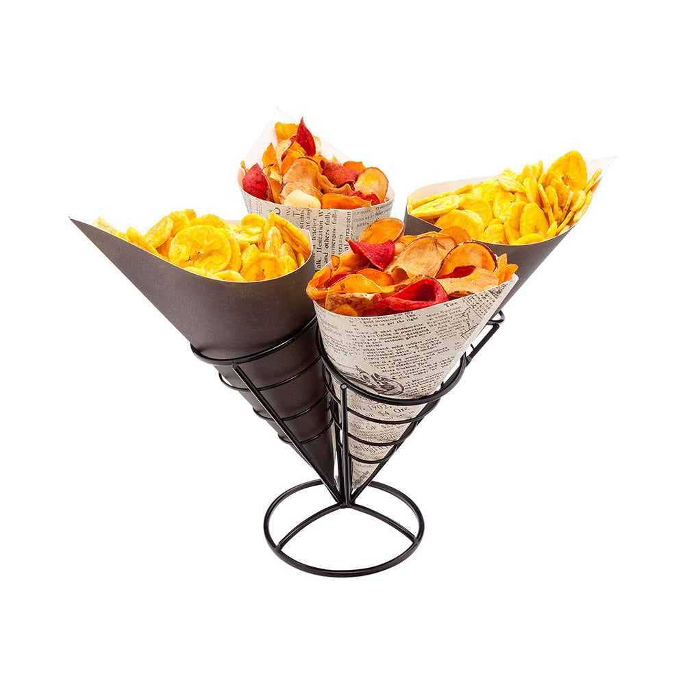 Cone Tek Black Iron Cone Stand - 4 slots - 3 1/2" x 3 1/2" x 6 3/4" - 1 count box
