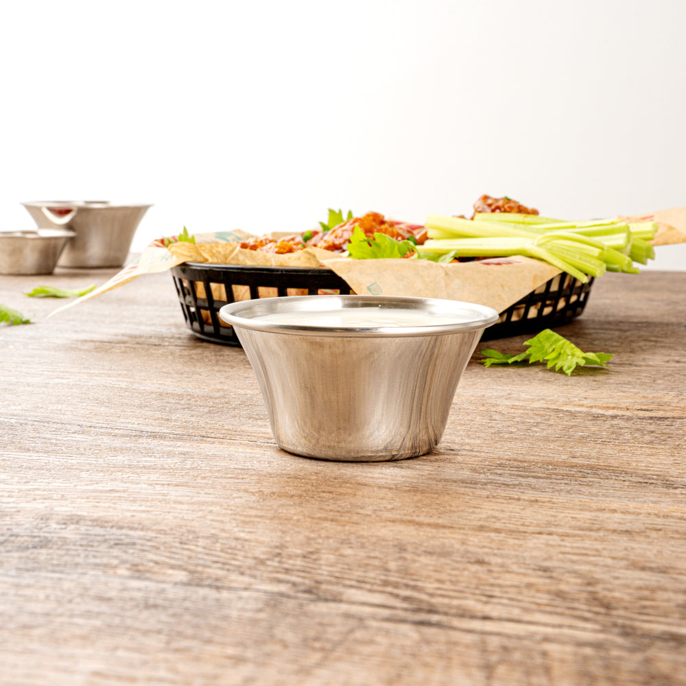 Met Lux 4 oz Stainless Steel Condiment Cup - 3" x 3" x 1 1/2" - 10 count box