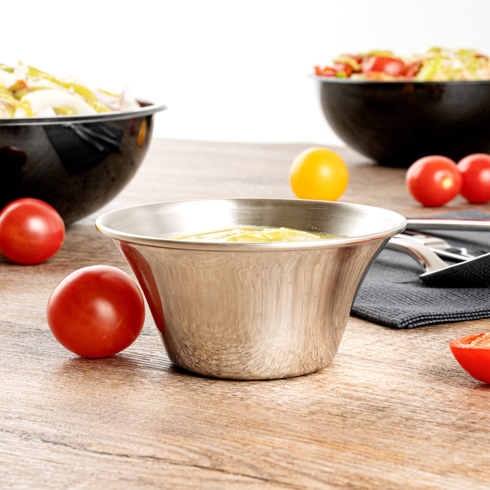 Met Lux 6 oz Stainless Steel Condiment Cup - 3 3/4" x 3 3/4" x 2" - 10 count box