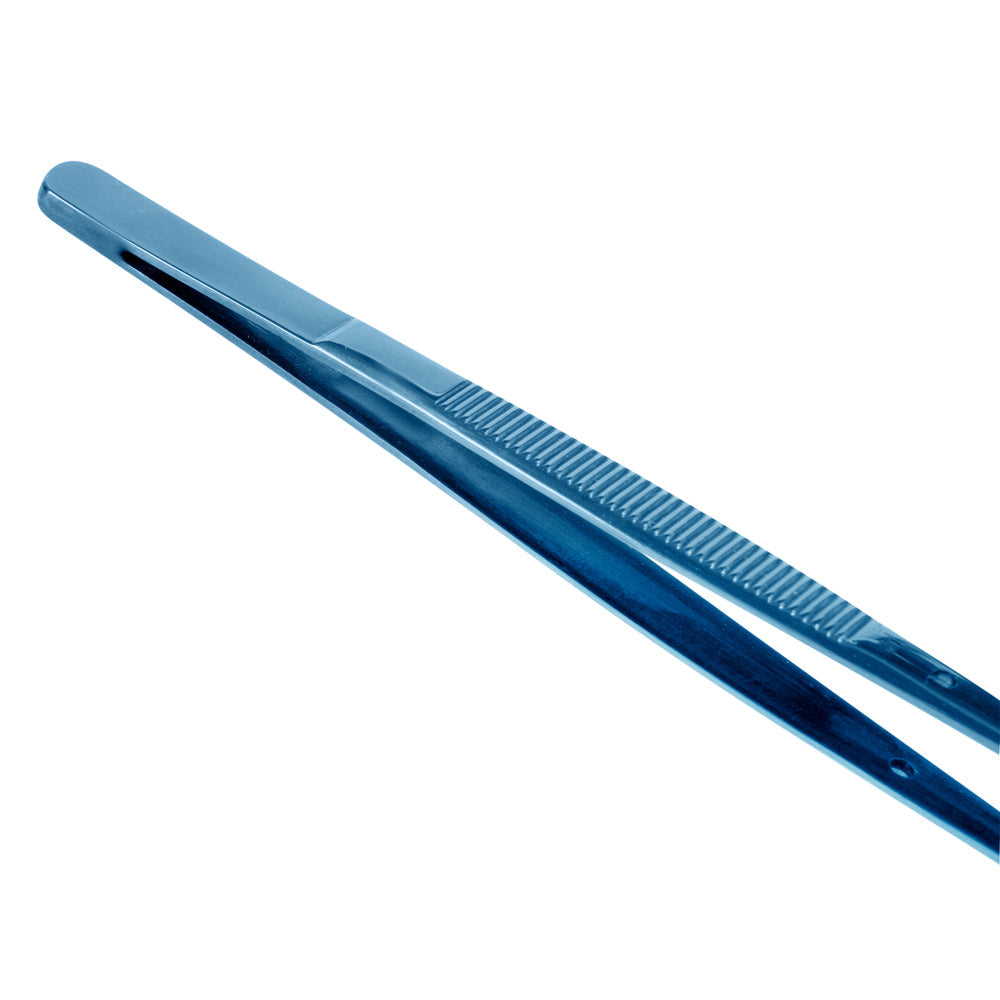 Perfect Point Titanium Blue Stainless Steel Slant Nose Tweezers - 6 1/4" x 3/4" x 1/2" - 1 count box