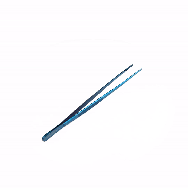 Perfect Point Titanium Blue Stainless Steel Long Straight Tweezers - 11 3/4" x 3/4" - 1 count box