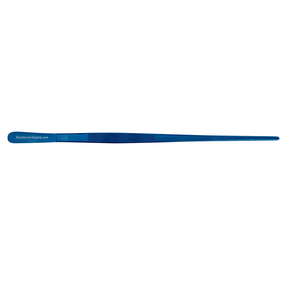 Perfect Point Titanium Blue Stainless Steel Long Straight Tweezers - 11 3/4" x 3/4" - 1 count box