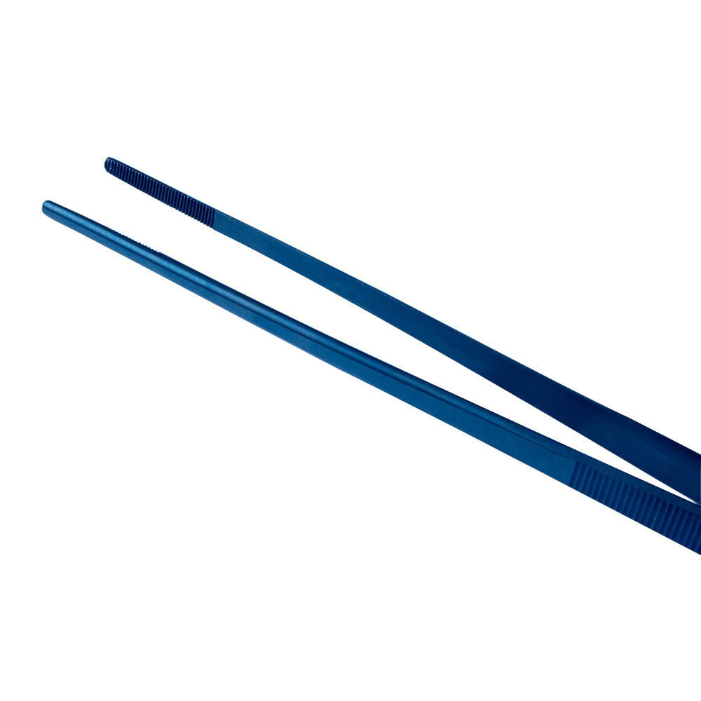 Perfect Point Titanium Blue Stainless Steel Long Straight Tweezers - 11 3/4" x 3/4" - 1 count box