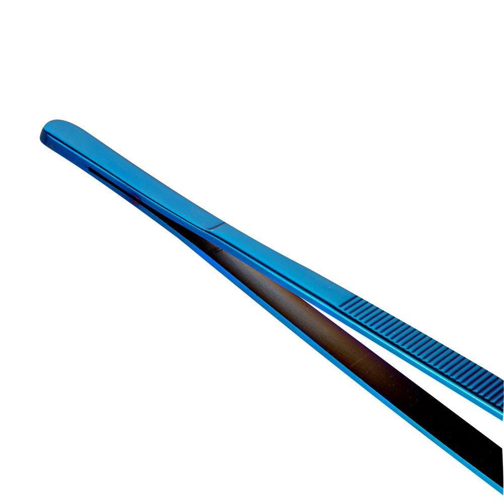 Perfect Point Titanium Blue Stainless Steel Long Slant Nose Tweezers - 11 3/4" x 3/4" x 1/2" - 1 count box