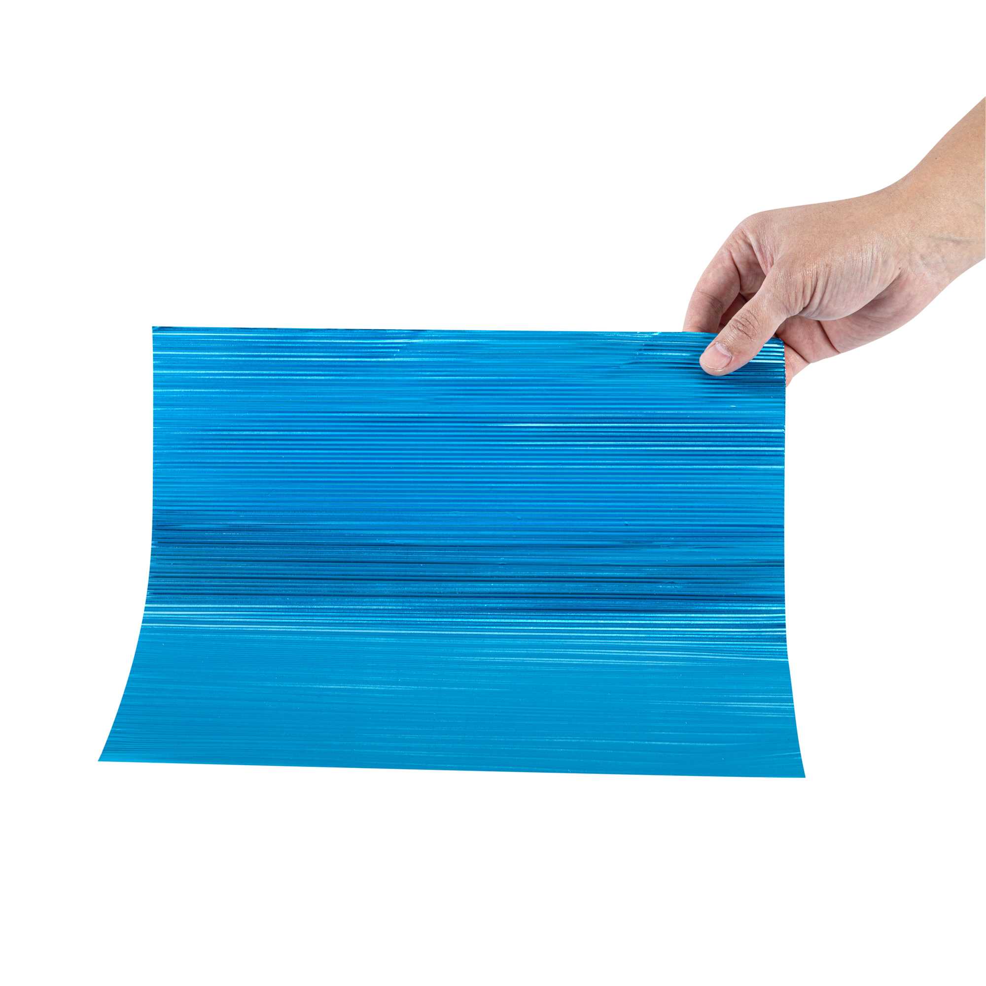 Foil Lux Electric Blue Aluminum Wrap and Basket Liner - Ripple - 12" x 12" - 500 count box