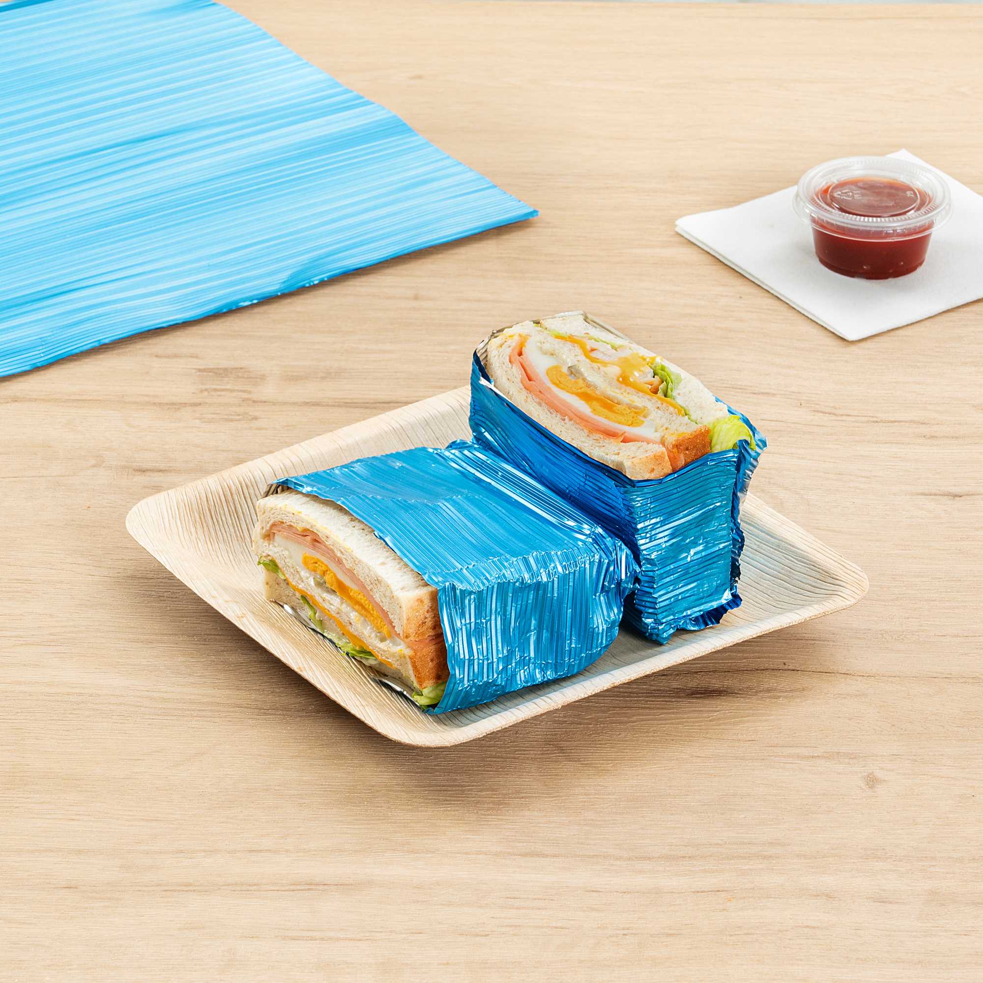 Foil Lux Electric Blue Aluminum Wrap and Basket Liner - Ripple - 12" x 12" - 500 count box