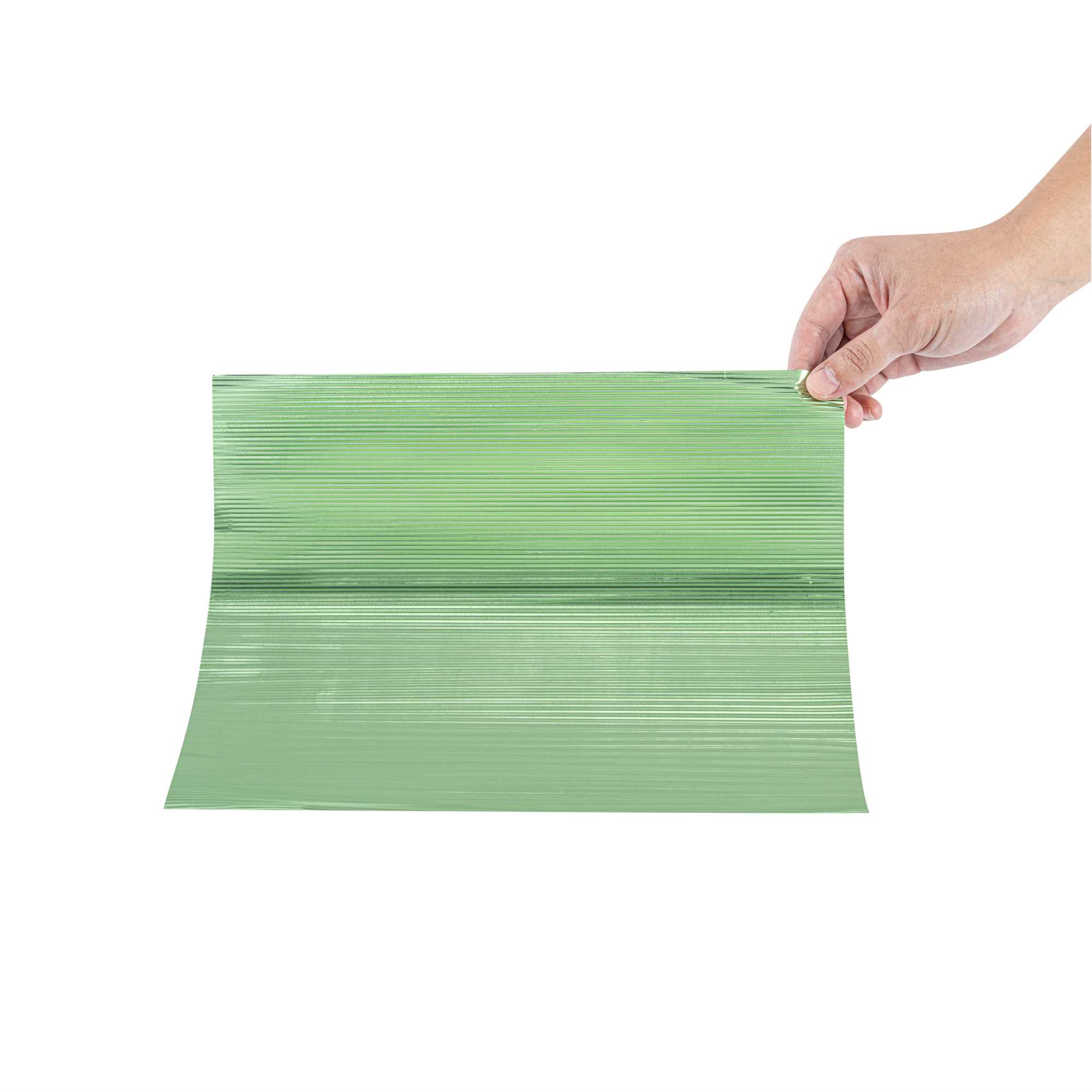 Foil Lux Green Aluminum Wrap and Basket Liner - Ripple - 12" x 12" - 500 count box