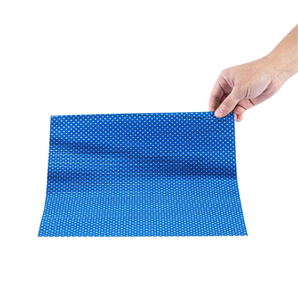 Foil Lux Royal Blue Aluminum Wrap and Basket Liner - Ripple, Polka Dot - 12" x 12" - 500 count box
