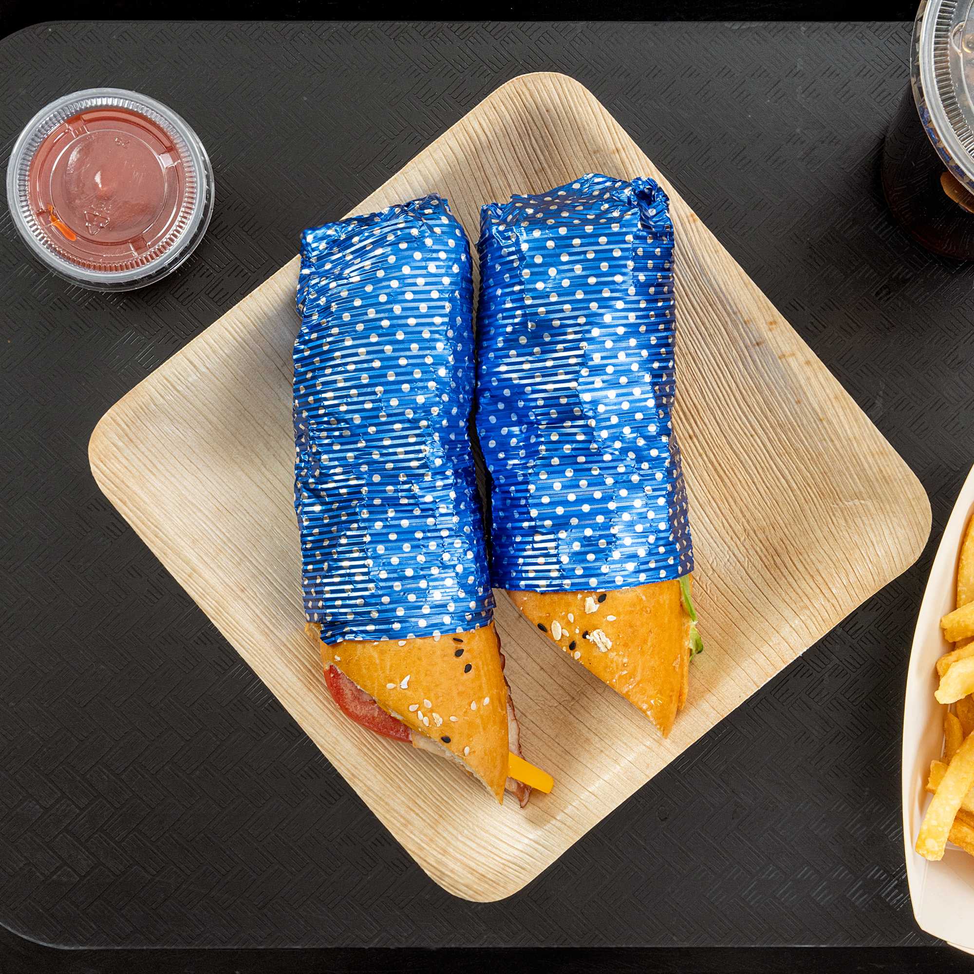 Foil Lux Royal Blue Aluminum Wrap and Basket Liner - Ripple, Polka Dot - 12" x 12" - 500 count box