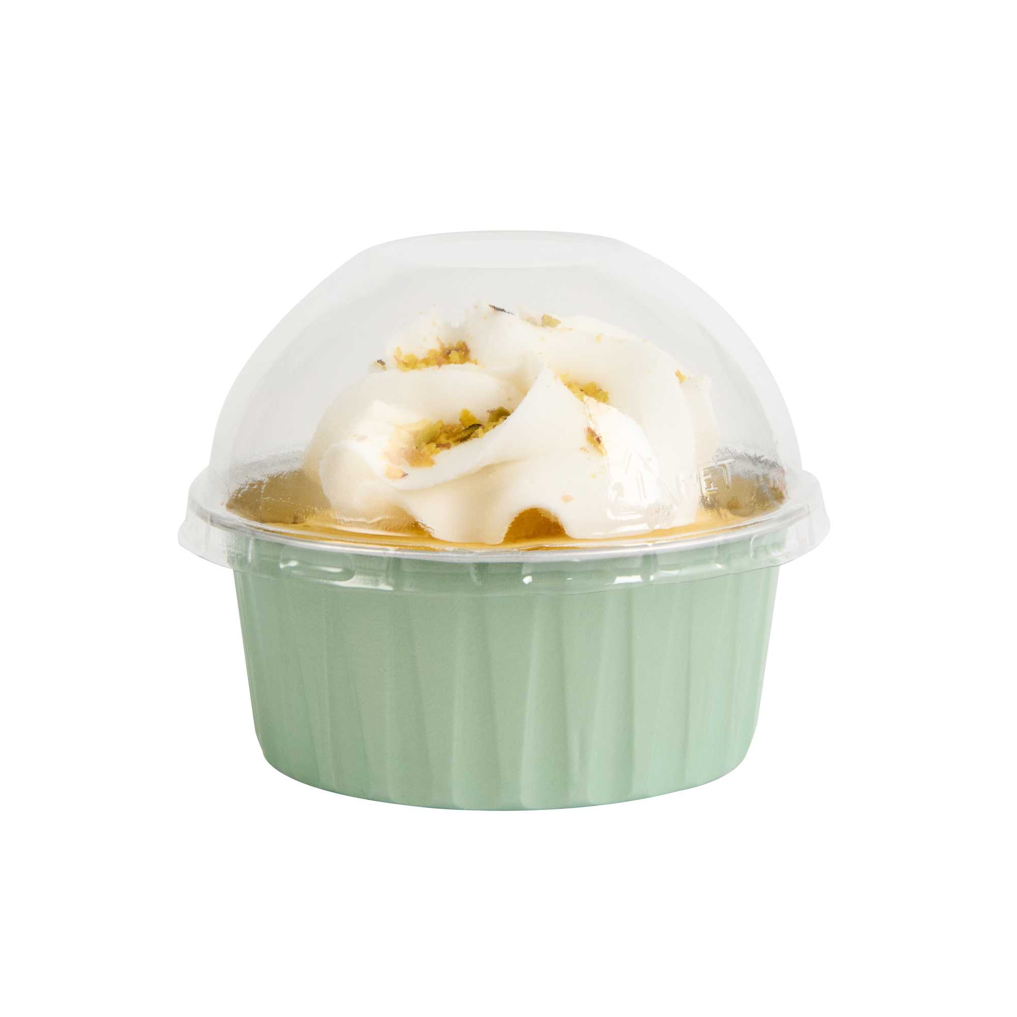 Foil Lux Round Clear Plastic Dome Lid - Fits 4 oz Aluminum Baking Cup - 3 1/2" x 3 1/2" x 1 1/2" - 100 count box