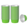 Foil Lux 4 oz Round Lime Green Aluminum Baking Cup - Lids Available - 3 1/4" x 3 1/4" x 1 1/2" - 100 count box