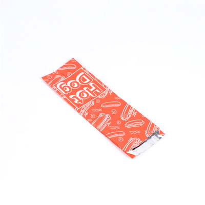 Bag Tek Red Paper Printed Large Hot Dog Foil Bag - 3 3/4" x 1 1/4" x 12" - 100 count box