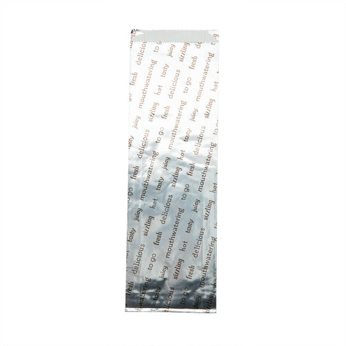 Bag Tek Paper Printed Large Hot Dog Foil Bag - 3 3/4" x 1 1/4" x 12" - 100 count box