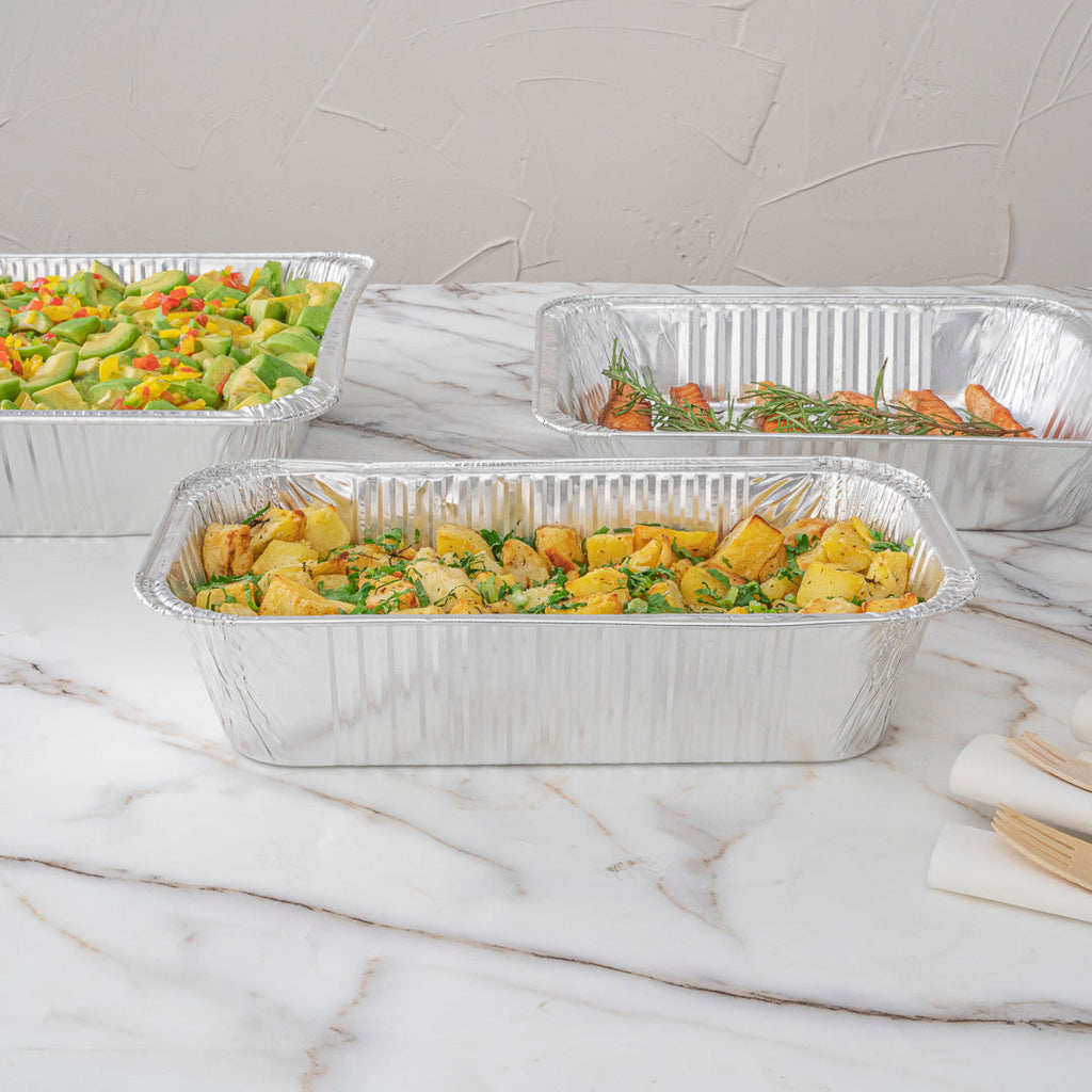 Foil Lux Aluminum 1/3 Size Deep Steam Table / Loaf Pan - 12 1/2" x 6 1/2" x 3 1/4" - 25 count box