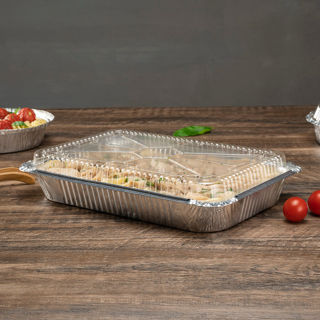 Foil Lux Oblong Clear Plastic Dome Lid - Fits 4 lb Take Out Container - 100 count box