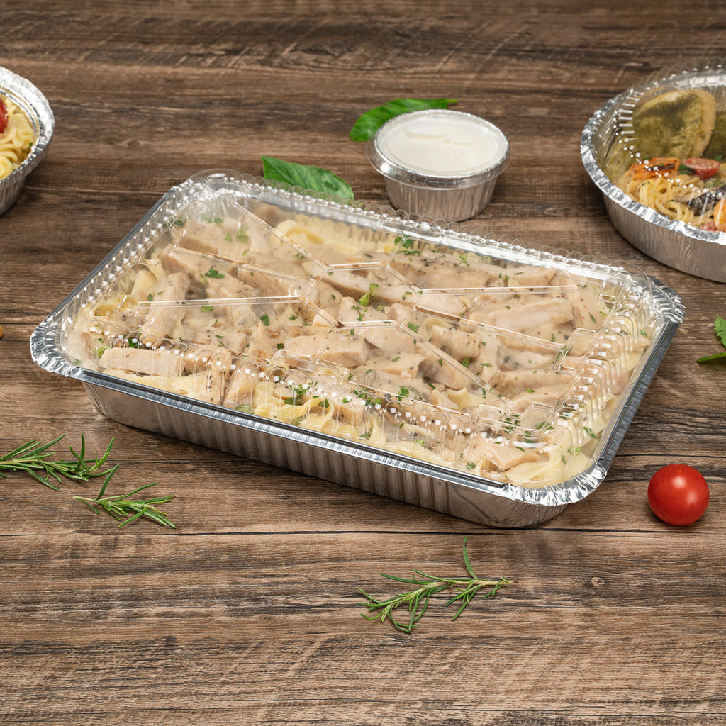 Foil Lux Oblong Clear Plastic Dome Lid - Fits 4 lb Take Out Container - 100 count box