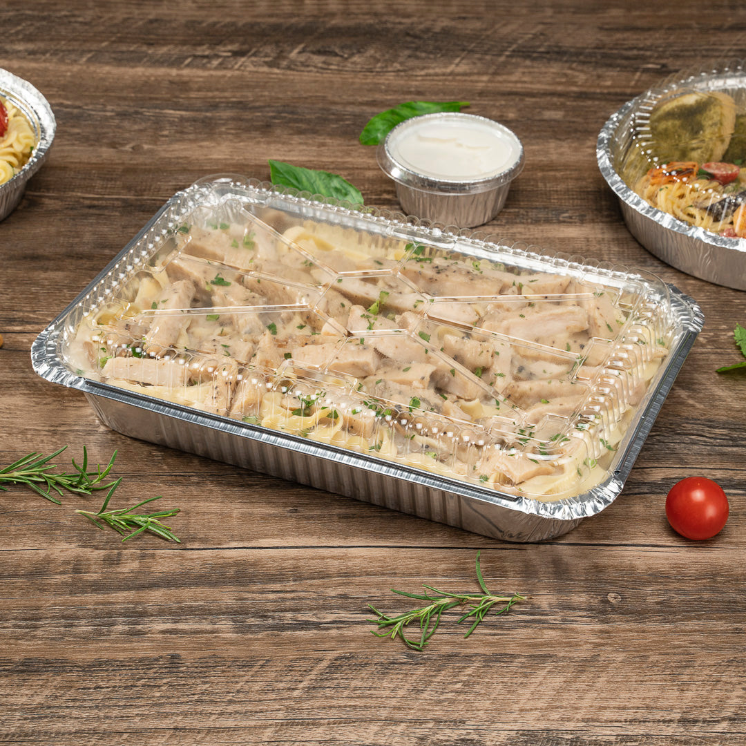 Foil Lux Oblong Clear Plastic Dome Lid - Fits 4 lb Take Out Container - 100 count box