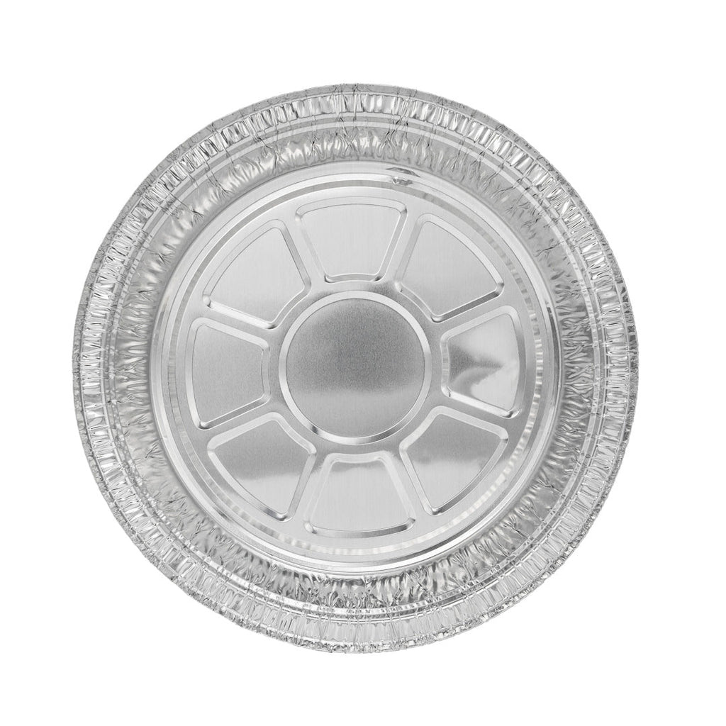 Foil Lux 24 oz Round Aluminum Take Out Pan - Heavy Weight - 7" x 7" x 1 3/4" - 100 count box