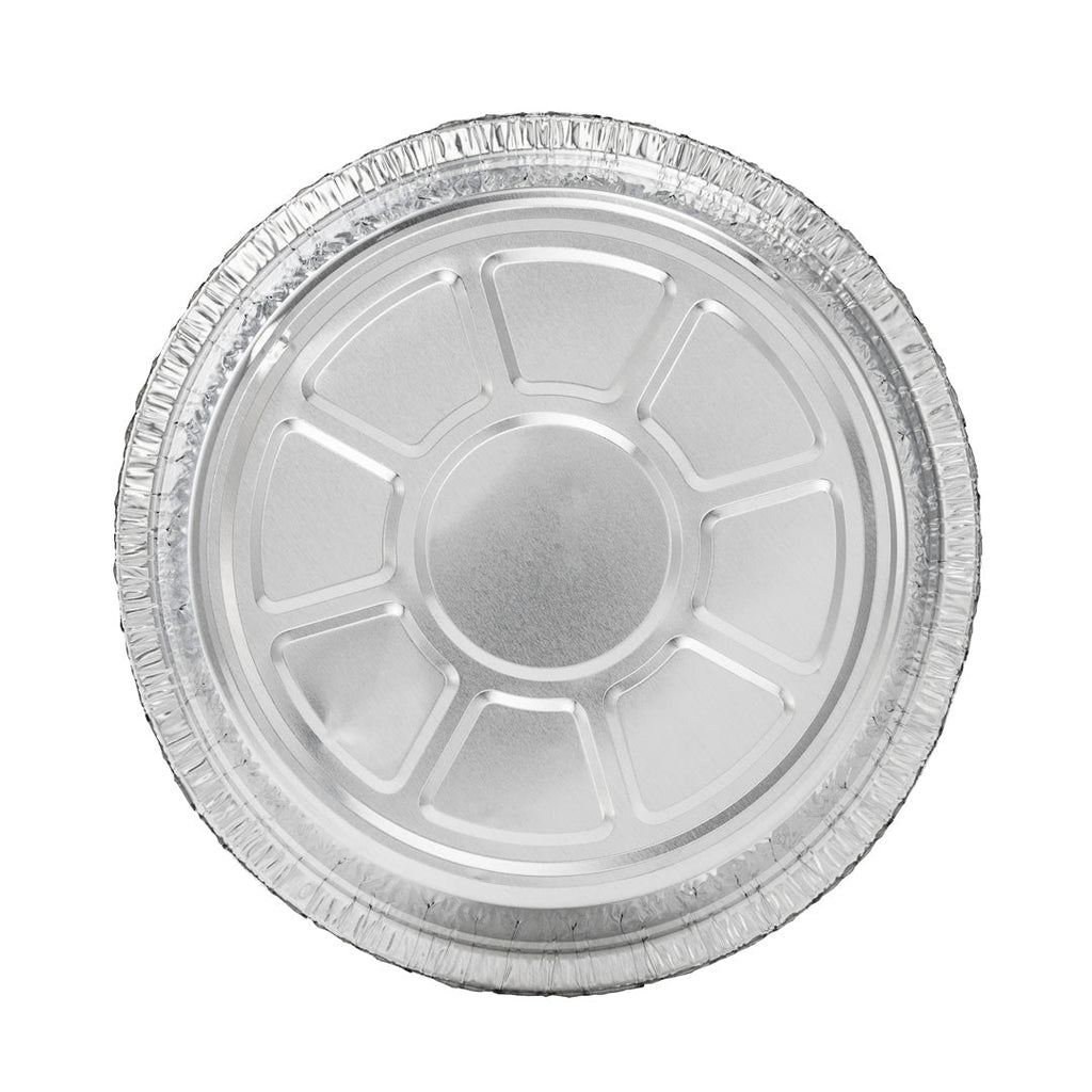 Foil Lux 24 oz Round Aluminum Take Out Pan - Heavy Weight - 7" x 7" x 1 3/4" - 100 count box