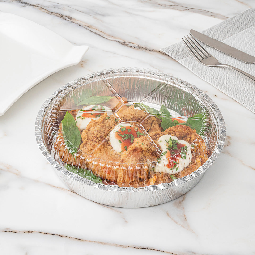 Foil Lux Round Clear Plastic Dome Lid - Fits 9" Take Out Pan - 100 count box