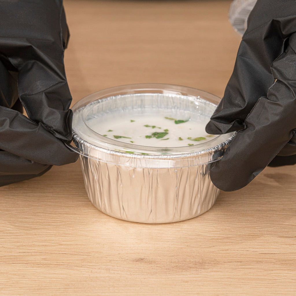 Foil Lux Round Clear Plastic Flat Lid - Fits Ramekin / Portion Cup - 100 count box